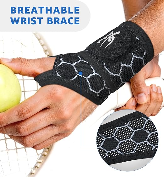 HiRui Upgraded 3D Knit Breathable Wrist Brace Wrist Wrap, Extended Length Adjustable Compression Strap, Elastic Support for Wrist Pain Relief, Carpal Tunnel, Sports, Gym & Daily Use (2, Black) - Image 2
