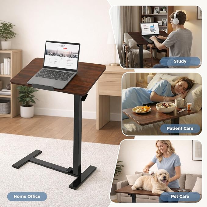 DUMOS Rolling Desk, Laptop Desk, Overbed Table with Wheels - Image 7