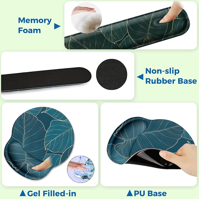Mouse Pad and Keyboard Wrist Rest Support,Ergonomic Mouse Pad Set - Image 3