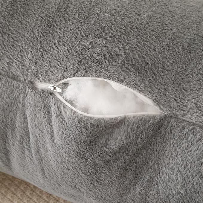 Soft Reading Pillow for Bed with Arms,Middle,Gray,Faux Fur | 17" Backrest with Arms for Gaming & Lounging,Oeko-TEX Certified Plush Back Pillow for Teens Room - Image 7
