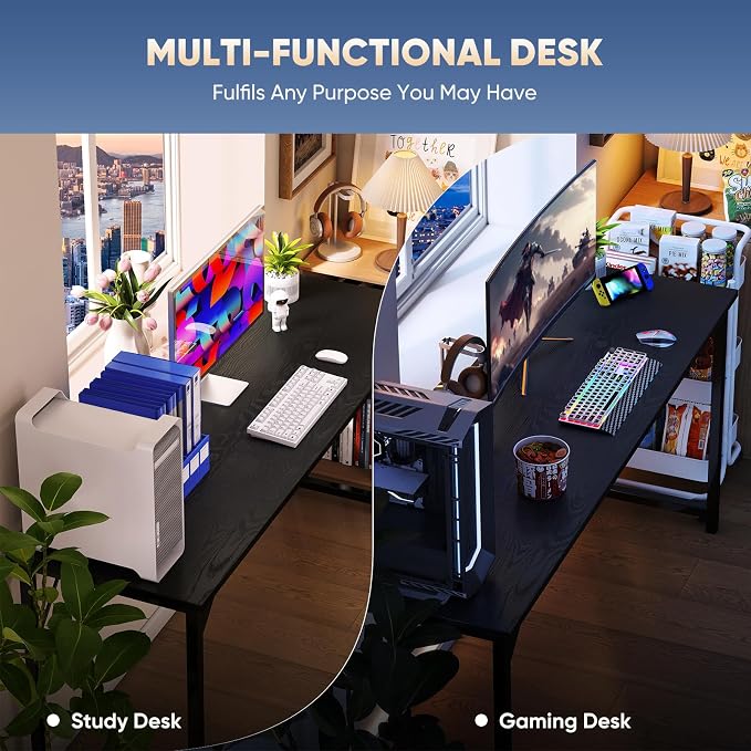 DUMOS 32 in Small Computer Desk for Home Office, Modern Study Work Table Simple Style for Bedroom, Writing Desks with X-Shaped Reinforcement, 2 Pack, Black - Image 8
