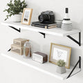 Axeman Deep Floating Shelves - 40 Inch White Floating Shelves Set of 2-12 Inch Deep Wood Wall Shelves for Living Room Bathroom Kitchen by Axeman
