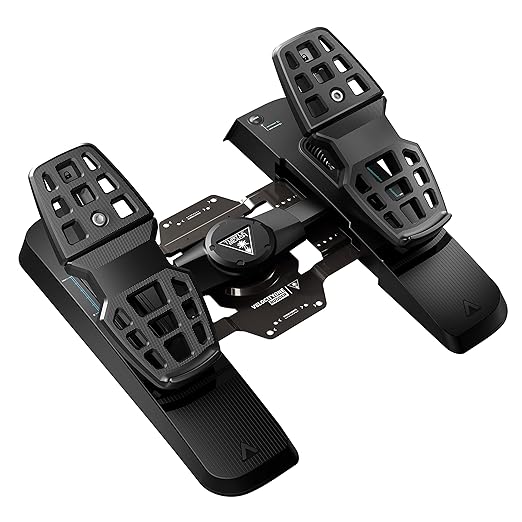 Turtle Beach VelocityOne Universal Rudder Pedals for Windows 10 & 11 PCs, Xbox Series X, Xbox Series S, and Xbox One Featuring Smooth Rudder Axis, Adjustable Brakes and Pedal Width – Black by Unknown