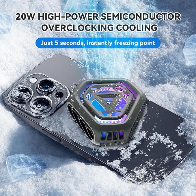 Magnetic Cell Phone Cooler for Gaming,Portable Mobile Phone Cooling Fan Lightweight Quiet with RGB Ligh - Image 2