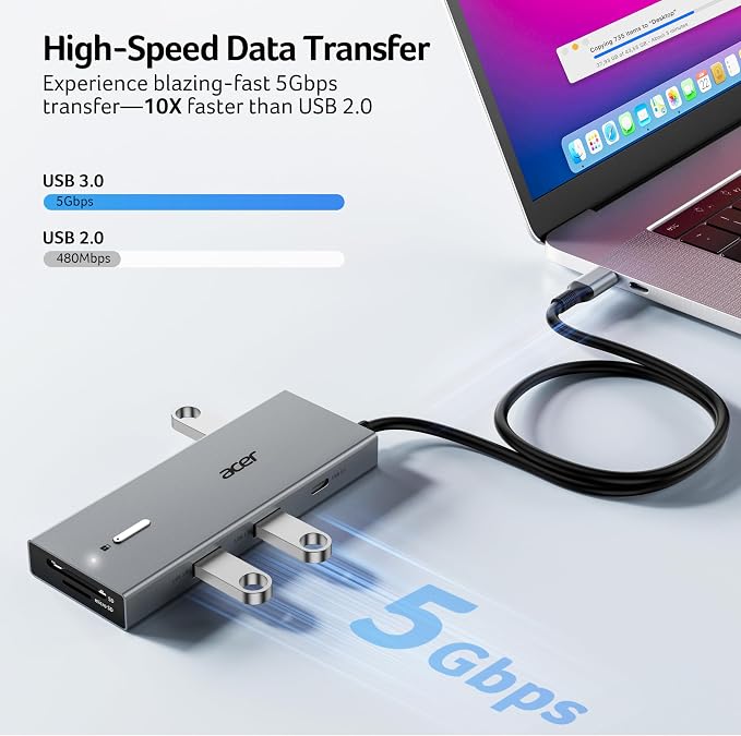 Acer USB-C Docking Station Dual Monitor, 9-in-1 Laptop Dock with 2 HDMI - Image 7