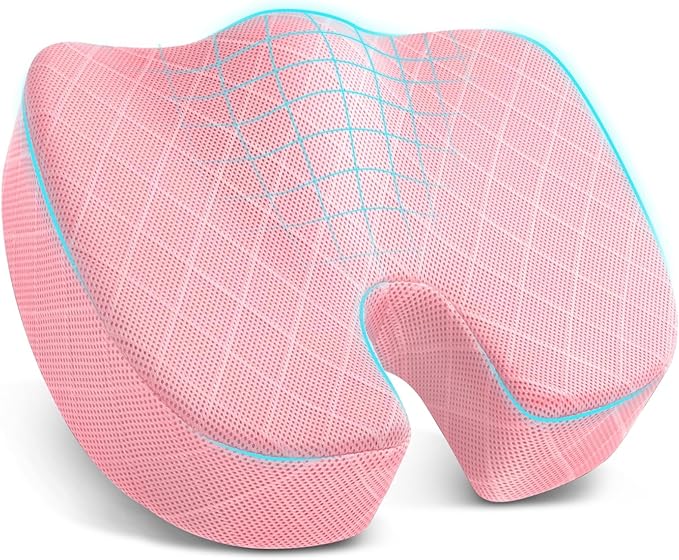 TushGuard Seat Cushion, Memory Foam Office Chair Cushion - Pink, XX-Large | for Car Seat, Airplane, Desk Chair - Sciatica & Hip & Coccyx Pain Relief Cushion for Long Sitting Office Workers, Car Drivers by TushGuardSeatCushonsPillows