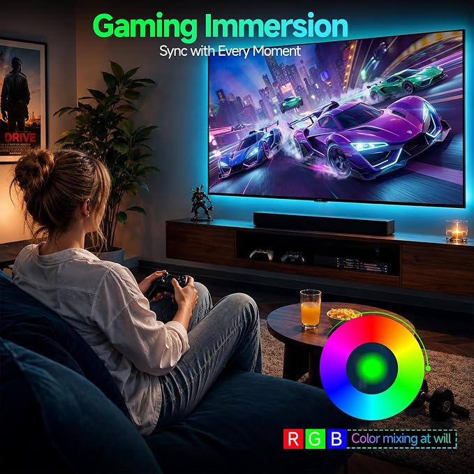 Daymeet Led Lights for TV, 16.4ft TV Led Lights Backlight Behind for 65-85 inch Led Strip Lights,RGB Color Changing Light with Remote, Music Sync Bluetooth APP Control USB Christmas Lighting - Image 3