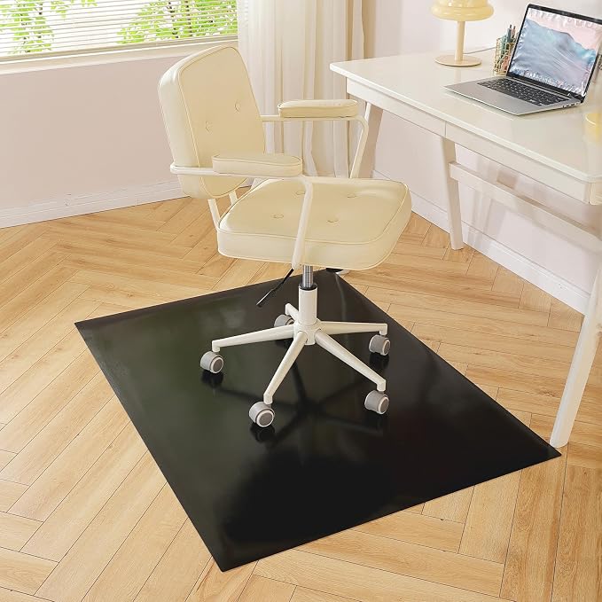 Black Office Chair Mat for Hardwood Floor, 30 x 48 in Desk Floor Protector | Heavy Duty Plastic Floor Mat, Smooth Rolling, Easy to Clean, Protects Wood & Tile Floors, Ideal for Computer & Gaming Chairs by OstepDecor