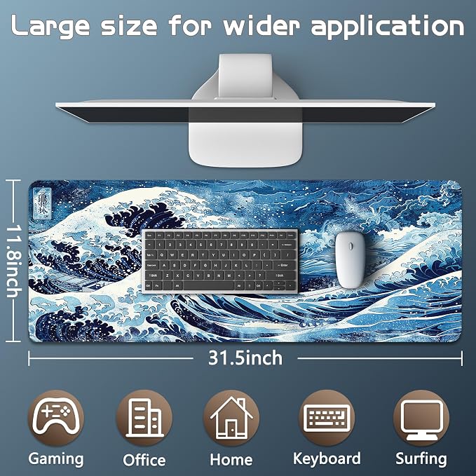 Mouse Pad Gaming - Desk Mat for Keyboard and Mouse - Large Mouse Pads for Desk, Gaming Mousepad with Non-Slip Base, Desks Pad (31.5" X 11.8") for Game, Office and Home - Image 5