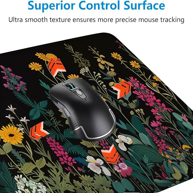 Floral Desk Pad Mouse Pad Weeds Flower Aesthetic Wildflower Mousepad XL Large Gaming Mouse Pad Laptop Keyboard Mat Desk Pad Office Home Decor for Women Girl 31.5"x11.8" - Image 5