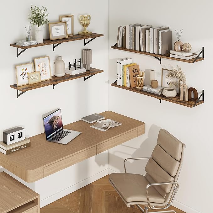 Axeman Deep Floating Shelves, 48'' x 10'' Brown Wall Shelves Set of 2 - Image 2