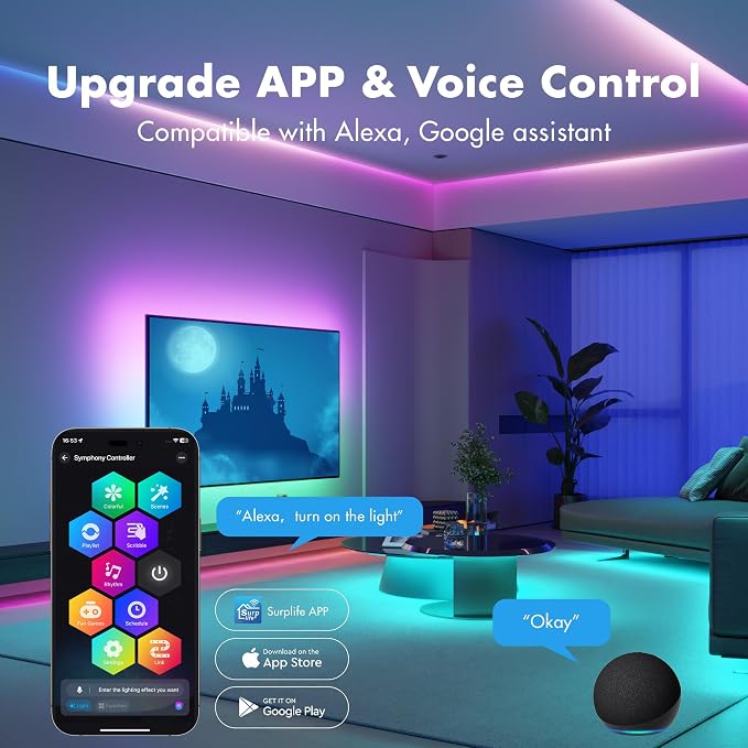 LED Strip Lights, 50FT Smart IC RGB WiFi Voice Controlled LED Lights - Image 5