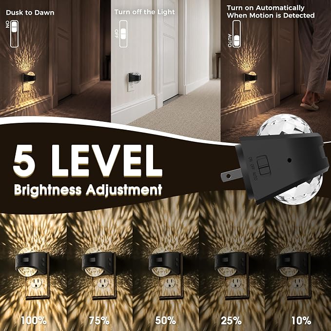 Briignite Motion Sensor Night Light Projector Dimmable Warm White Rotatable - Image 2