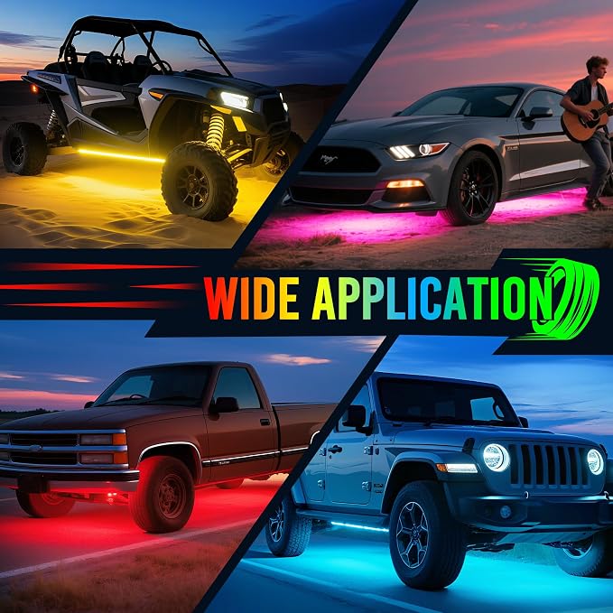 MICTUNING U8 RGB Underglow LED Light Bar, Dual Remote Control, Multicolor Underbody Light Strip with Aluminum Housing, Car SUV Exterior Neon Accent IP68 Waterproof, 8pcs - Image 7
