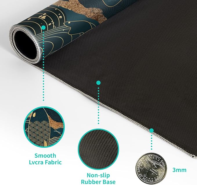 Japanese Gaming Mouse Pad XL - Extended Large Mouse Mat Desk Pad, Stitched Edges Mousepad, 3mm Thick Long Non-Slip Rubber Base Mice Pad, 31.5 X 11.8 Inch - Koi Fish Art - Image 8