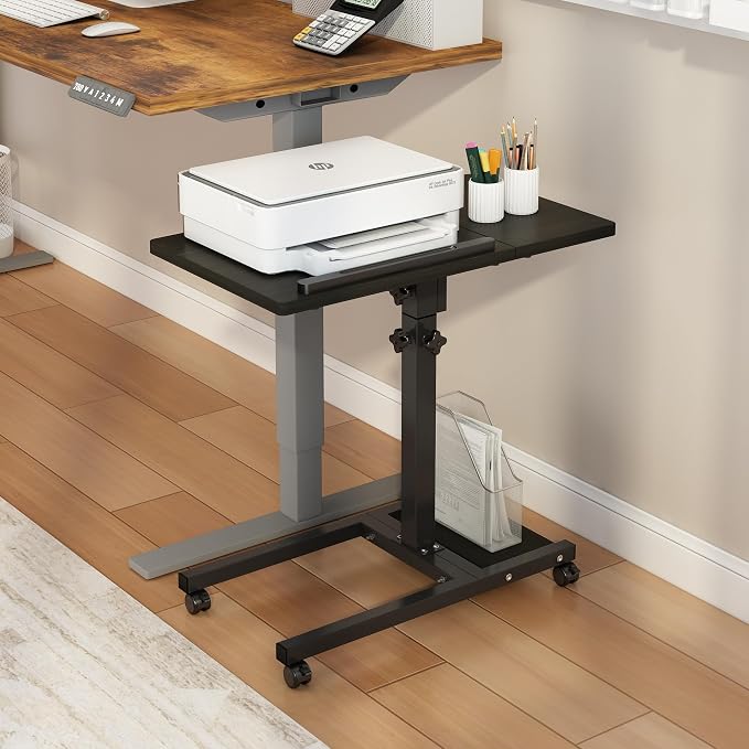 LINGMI Mobile Height Adjustable Laptop Desk with Mouse Pad, Portable Laptop Desk Rolling Tiltable Table with Small Side Table for Couch,Rolling Computer Stand - Image 7