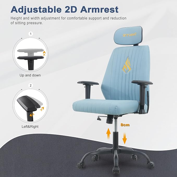 Symino Office Chair Ergonomic with 109° Rocking Function, Premium PU Leather, Integrated Lumbar Support, Adjustable Headrest & Armrests, Swivel Desk Chair - Image 7