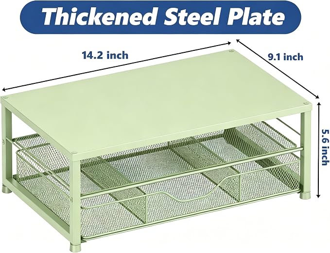OPNICE Desk Organizers and Accessories, Computer Monitor Stand Riser with Drawer and 2 Pen Holders, Printer & Laptop Stand, Office Desk Accessories & Workspace Organizers for Home Office Supplies, Green - Image 6