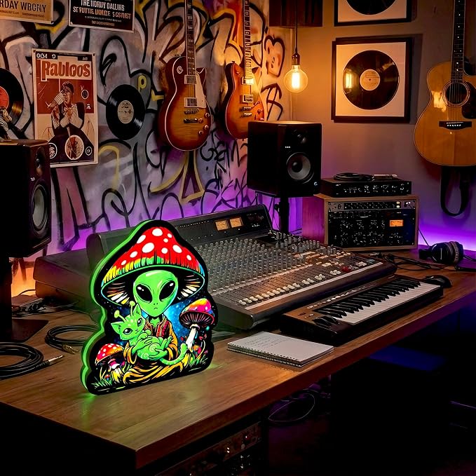Alien Neon Sign & Night Light, Dimmable LED Light Signs for Bedroom Wall Decor Game Room, Vibrant Cosmic Acrylic Desk Lamp - Image 4