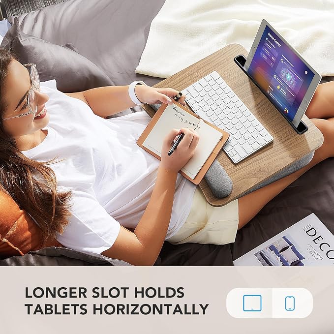 HUANUO Laptop Lap Desk with Cushion, Fit up to 15.6" Laptops, Woodgrain - Image 6
