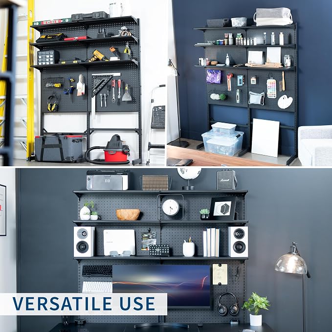 VIVO Freestanding Modular Steel Pegboard System, 74 inch High Magnetic Accessory Organizer for Home and Office, Black, PP-2-PB058 - Image 7