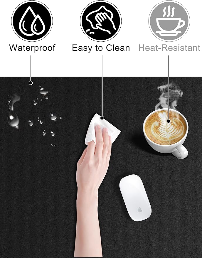 TopMade Mouse Pad with 15W Wireless Charging, Classic Black Desk Mat | 31.5"x15.75" XXL Large Desk Pad, Waterproof Gaming Mousepad with Non-Slip Base, Includes 20W PD Adapter & 6.56ft Woven Cable - Image 7