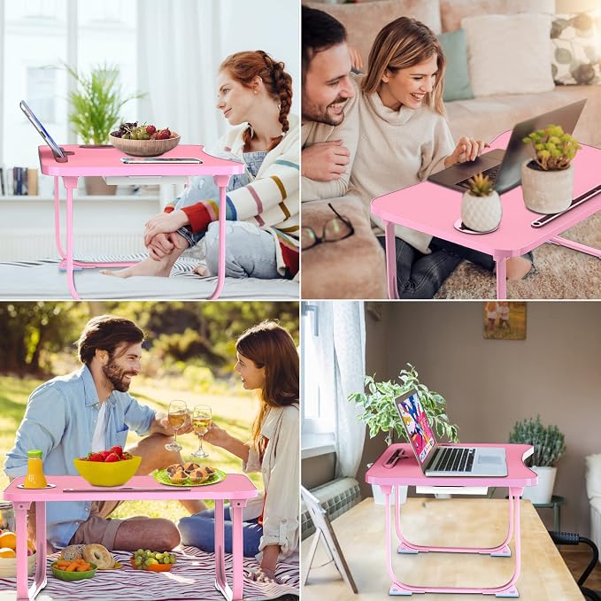 Fayquaze Lap Laptop Desk, Portable Foldable Laptop Bed Table with Storage Drawer and Cup Holder, Lap Desk Lap Bed Stand Tray Table Serving Tray for Eating, Reading and Working - Image 6