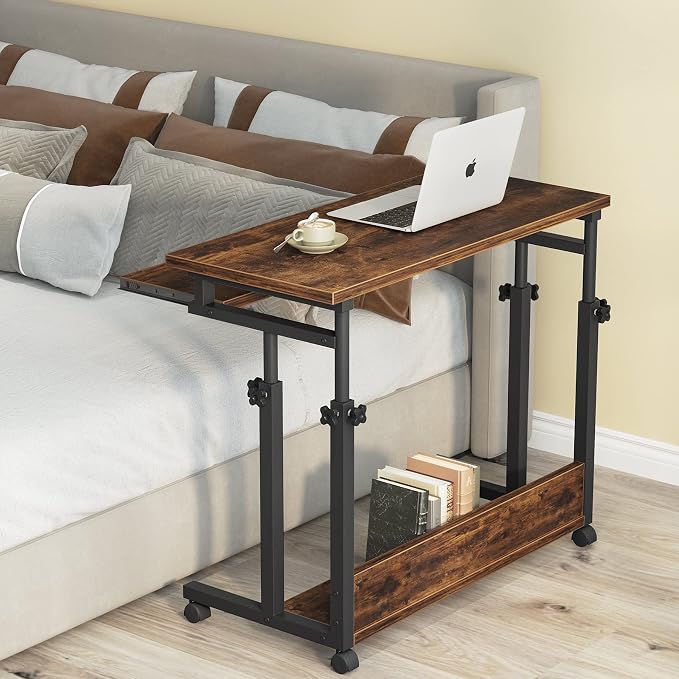 Tribesigns Portable Desk for Sofa and Bed, Height Adjustable Laptop Table Small Standing Desk Rolling Computer Cart with Keyboard Tray on Wheels for Home Office - Image 2