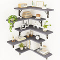 Fixwal Corner Floating Shelves Set of 5, Rustic Wood Wall Mounted Corner Shelf for Bathroom, Kitchen, Bedroom, Home Decor, Laundry Room, Living Room(Gray) by Fixwal