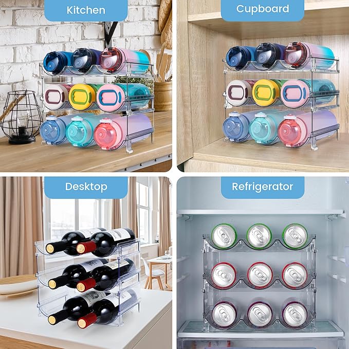 spospo Water Bottle Organizer for Cabinet 3 Pack Water Bottle Holder - Image 6