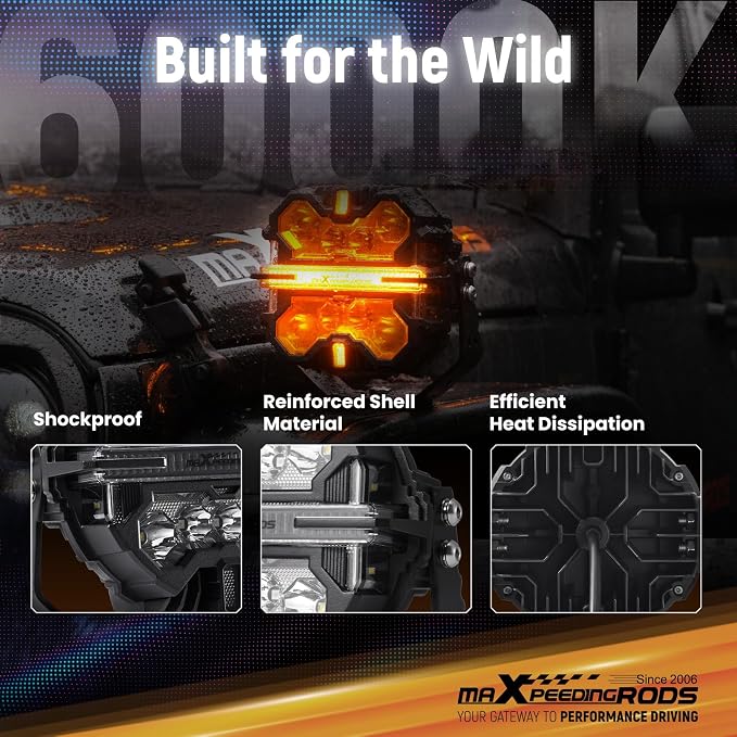 maXpeedingrods 7in 332W LED Off Road Lights w/7 RGB Colors 270°Side Shooter - Image 8