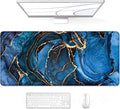 Auhoahsil Large Mouse Pad, XXL Desk Pad, Extened Mousepad 31.5" x 11.8", Non-Slip Rubber Base, Stitched Edges, Superior Surface, Gaming Keyboard Mat, Waterproof Desk Pad, Dark Blue Marble by Auhoahsil