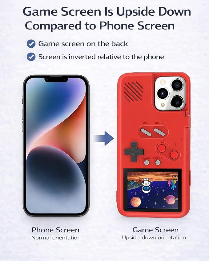 Game Phone Case, 168 Built-in Small Video Games, Red, Compatible with iPhone 15 - Image 6