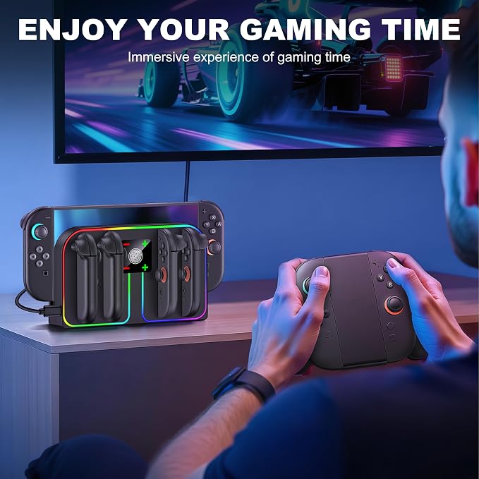 Svetaecho Charging Dock Compatible with Nintendo Switch 2 (2025) for Joycon Controller Charging, 4 in 1 Joypad Charger for Switch 2 Joy Con Fast Charger Stand Station Accessories PlayStation 3 - Image 7