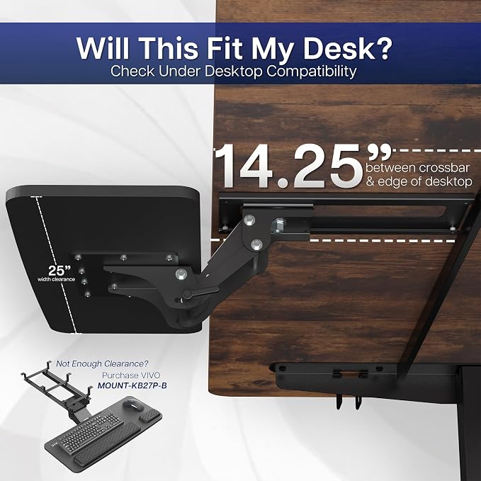 VIVO Adjustable Computer Keyboard & Mouse Platform Tray Ergonomic Under Table Desk Mount Drawer Underdesk Shelf (MOUNT-KB03B) - Image 4