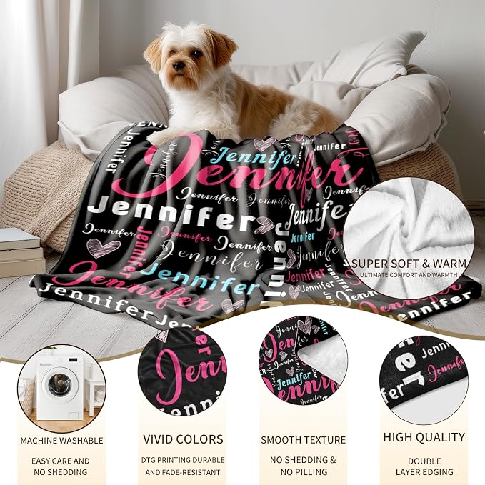 Ship Next Day, Custom Name Blanket - Printed in USA, Personalized Baby Blankets for Girls, Baby Blanket with Name, Ultra-Soft Cozy Fleece Blankets, Gifts for Boys & Girls Kids Teen Girl New Mom - Image 6