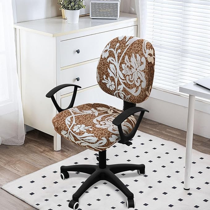 Smiry Stretch Printed Office Computer Desk Chair Covers for Seat & Backrest | Stretch Fit, Soft Fabric Universal Washable Removable, Anti-Dust Rotating Chair Slipcovers Protector - Image 2