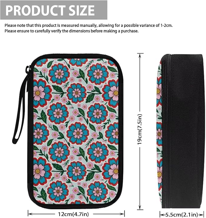 Blue Flowers Electronics Case Portable Electronic Accessories Carry Case Tech Pouch for Cable Cord Charger Phone Earphone Power Bank SD Card Travel Use - Image 6