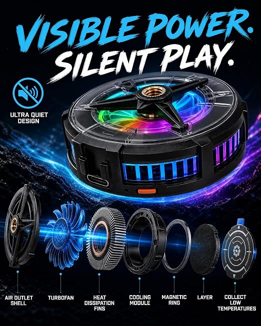 Phone Cooler, Cooling Fan for Phone, Magnetic Cell Phone Cooler for Gaming - Image 4