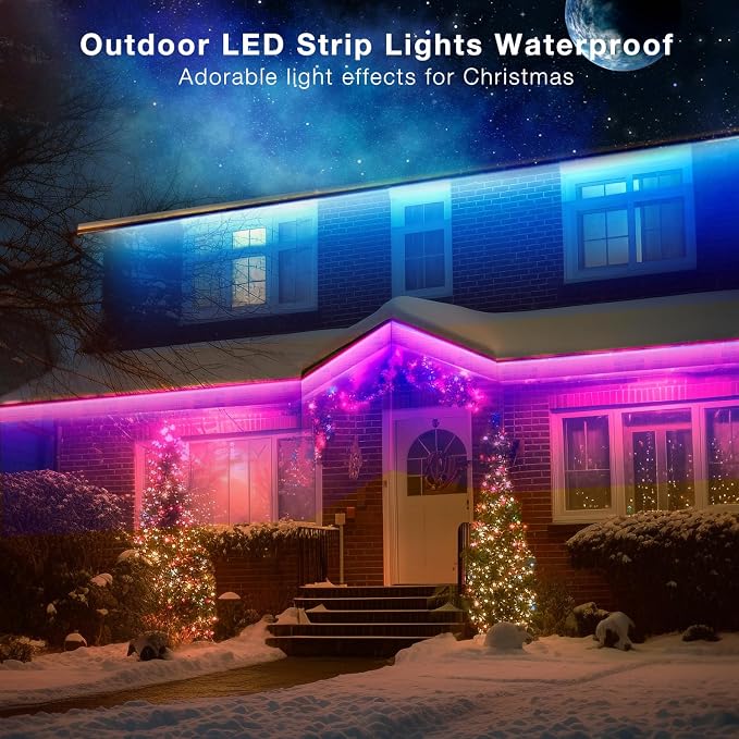 DAYBETTER Outdoor Led Strip Lights Waterproof, Smart LED Lights Work with Alexa and Google Assistant, WiFi App Control DIY Multiple Color Changing Lights Music Sync, LED Lights for Bedroom 32.8 ft - Image 6