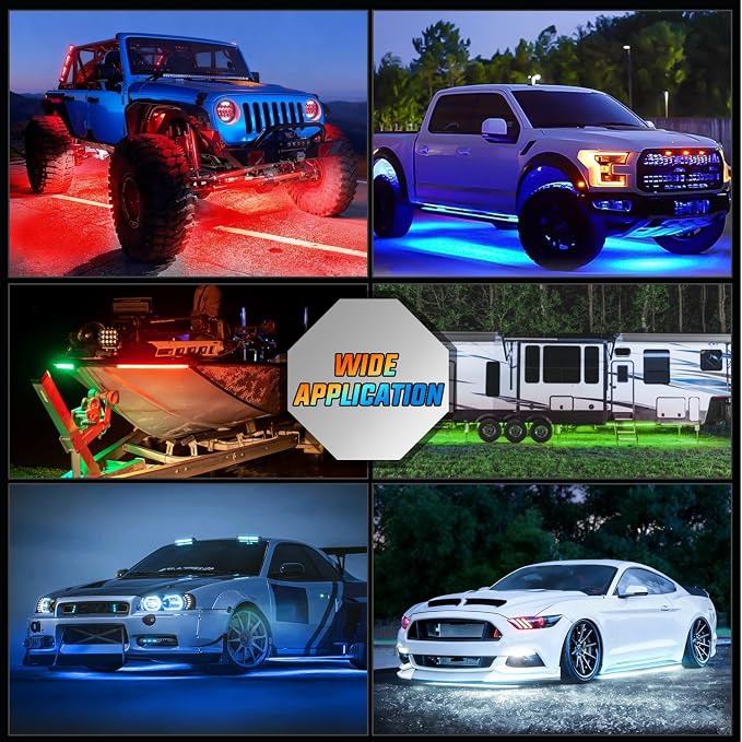 Nilight 8PCS Aluminum RGBW Underglow LED Strip Lights with APP & Remote - Image 9