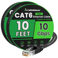 CableGeeker Cat 6 Flat Ethernet Cable 10ft 2Pack, 10Gbps, Black by CableGeeker