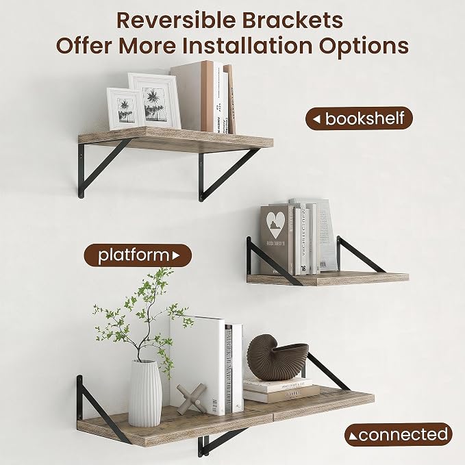 Axeman Deep Floating Shelves, 18'' x 12'' Grey Wall Shelves Set of 2 - Image 4