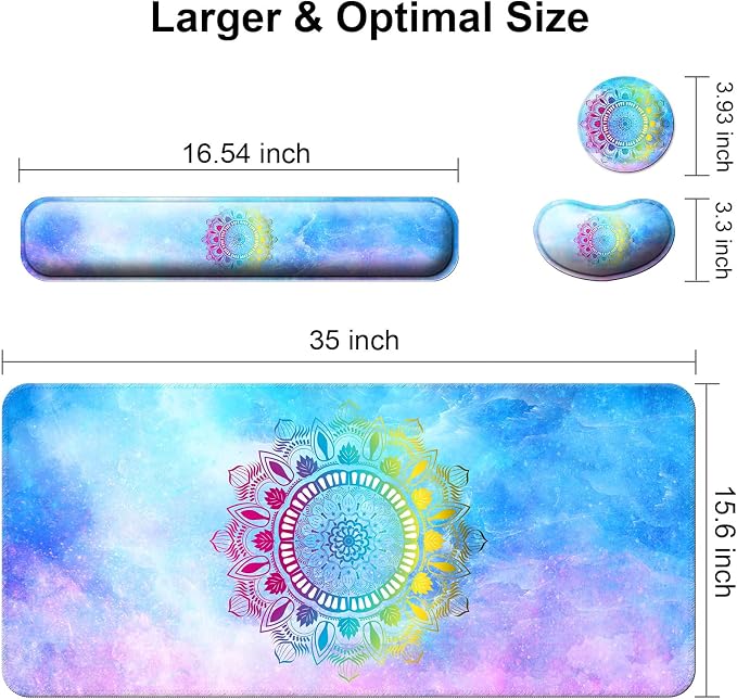 4 in 1 Mouse Pad and Keyboard Wrist Rest,Large Desk Mat,Coaster Set-Star - Image 6