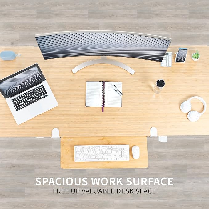 VIVO Real Bamboo Large 27 x 11 in Under Desk Keyboard Tray, MOUNT-KB05O - Image 2