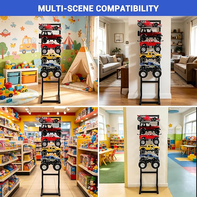 Rc Car Stand Display 5 Tier Metal Storage Rack Shelf Compatible With 1/6 1/10 1/12 1/18 1/24 Scale Crawler Trucks Accessories Multi Layer Model Workstation Organizer Includes 2 Remote Controller Hooks - Image 5