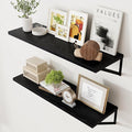 Axeman Floating Shelves for Wall Black- 36 Inch Wide x 12 Inch Deep Wall Shelves Set of 2 - Black Deep Wood Floating Shelves for Living Room Bedroom Laundry Room by Axeman