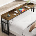 71 in Queen Size Overbed Table with Wheels, Brown by Condemo
