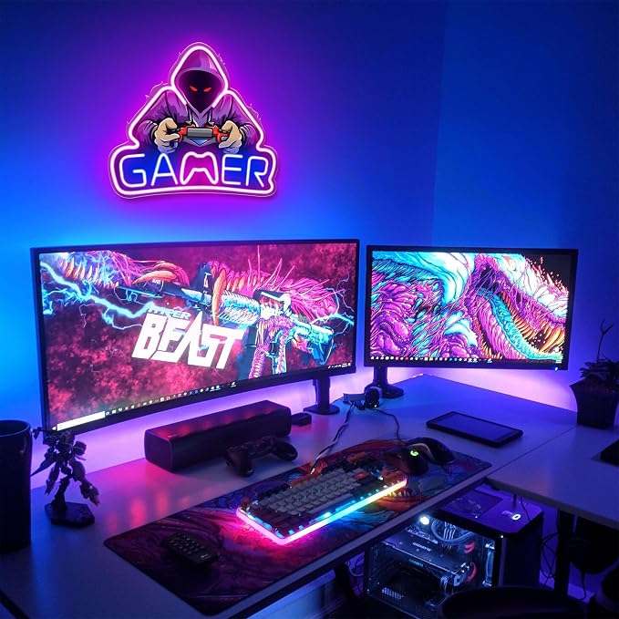 Kavaas Gamer Neon Sign, UV Printed Gaming Neon Sign for Gamer Room Decor - LED Video Game Neon Lights for Bedroom Boys, Gaming Wall decor - Best Gamer Gifts for Teenage Boys, Christmas - Image 5