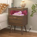 Veegle Nightstand,Modern Bedside Table with Storage Drawer and Open Wood Shelf, Accent Night Stand with Solid Wood Legs for Living Room, Bedroom and Small Spaces,Easy Assembly (Walnut Brown-1) by Unknown